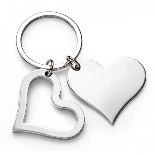 Atslēgu piekariņš "Divas sirdis" ar Jūsu iegravētu tekstu 