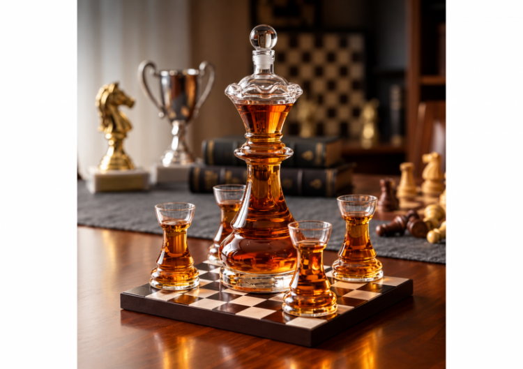 Grafīna un 4 glāžu komplekts "Royal Chess"