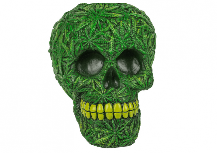 Galvaskausa formas krājkase "Cannabis"