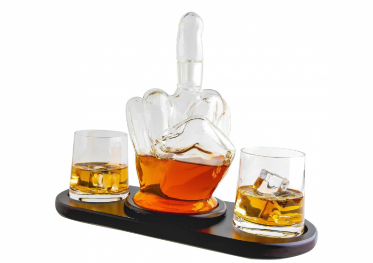 Grafīna un 2 glāžu komplekts "Middle Finger"