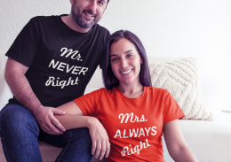 T-kreklu komplekts "Mr. NEVER Right & Mrs. ALWAYS Right"