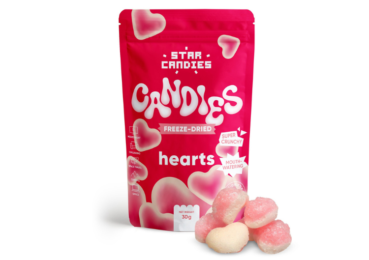 STAR CANDIES liofilizētas konfektes "Hearts", 30g.