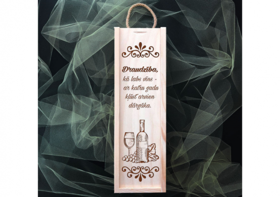 Koka kaste vīna pudelei "Draudzība kā labs vīns"
