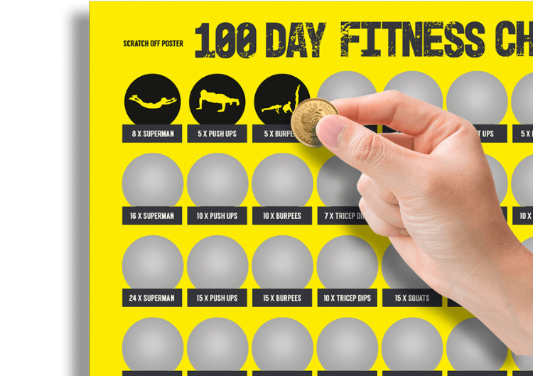 Nokasāms plakāts "100 days of fitness"