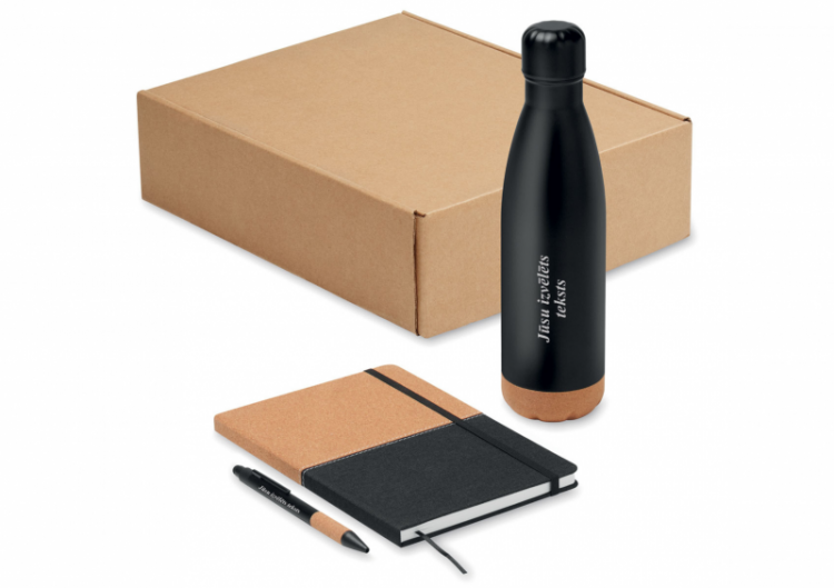 Ilgtspējīga dāvanu komplekts "ECO Black" ar Jūsu izvēlētu tekstu