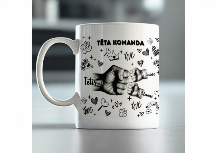 Krūze "Tēta komanda" ar izvēlētiem bērnu vārdiem