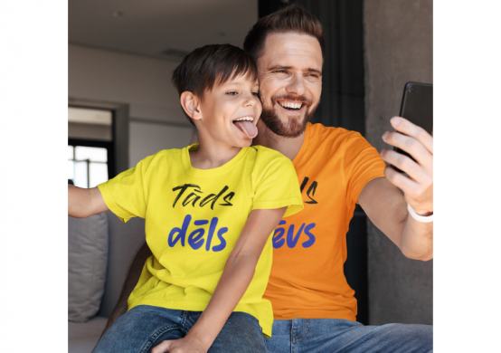 T-kreklu komplekts tēvam un bērnam "Kāds tēvs, tāds dēls"
