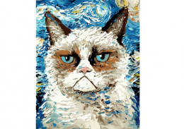 Gleznošanas komplekts pēc numuriem "Angry cat" (40x50cm)