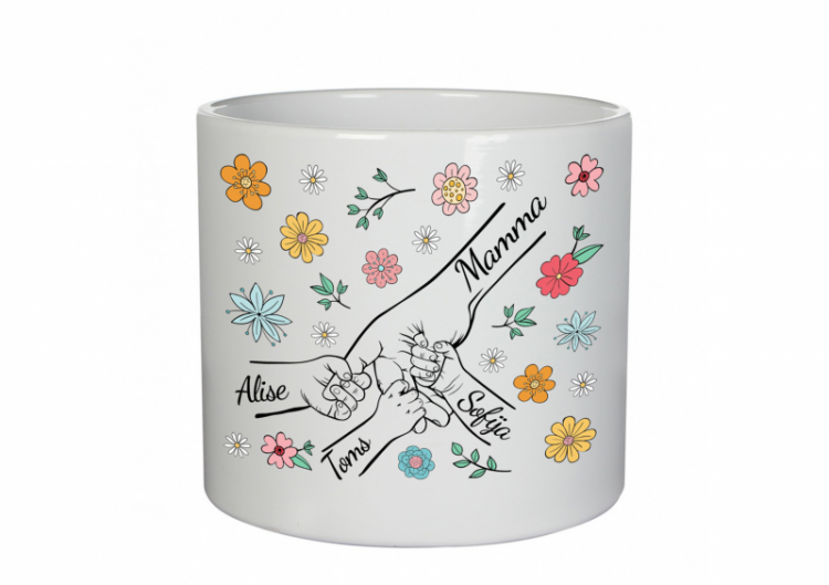 Keramikas puķupods "Mamma un bērni" ar bērnu vārdiem