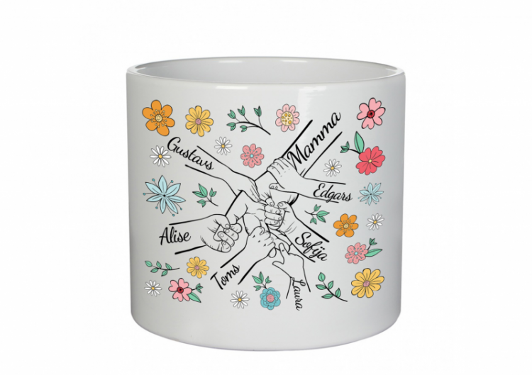 Keramikas puķupods "Mamma un bērni" ar bērnu vārdiem