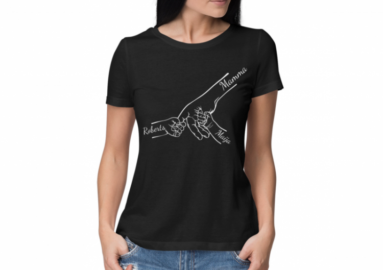 Sieviešu T-krekls "Mamma un bērni" ar izvēlētiem bērnu vārdiem