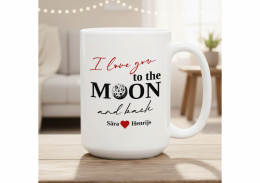 XL krūze "To the moon and back" ar jūsu izvēlētiem vārdiem (450ml)