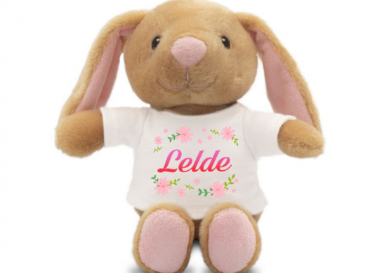 Plīša zaķis "Ziedi" ar jūsu izvēlētu vārdu (18 cm)