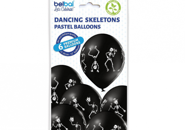 Premium baloni "Dejojošie skeleti" (6 gab.)