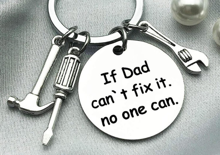 Metāla atslēgu piekariņš "If Dad can't fix it, no one can"