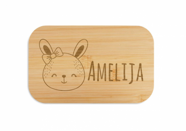 Pusdienu kārba "BEIBABOX - trusītis" ar Jūsu izvēlētu vārdu