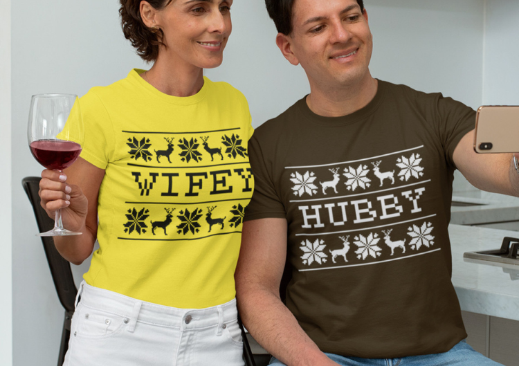 T-kreklu komplekts "Hubby and wifey Christmas"