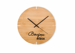 Bambusa sienas pulkstenis "Mājas" ar Jūsu izvēlētu uzvārdu