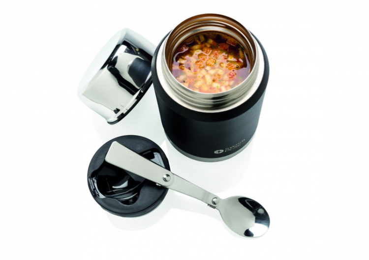 Vakuuma pārtikas termoss ar karoti "Work hard. Eat lunch."