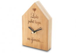 Bambusa mājas formas pulkstenis "Laiks pabūt kopā ar ģimeni"