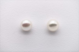Baltas upes pērles - auskari, AA kvalitāte