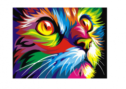 Gleznošanas komplekts pēc numuriem "Krāsains kaķis" (30x40cm)